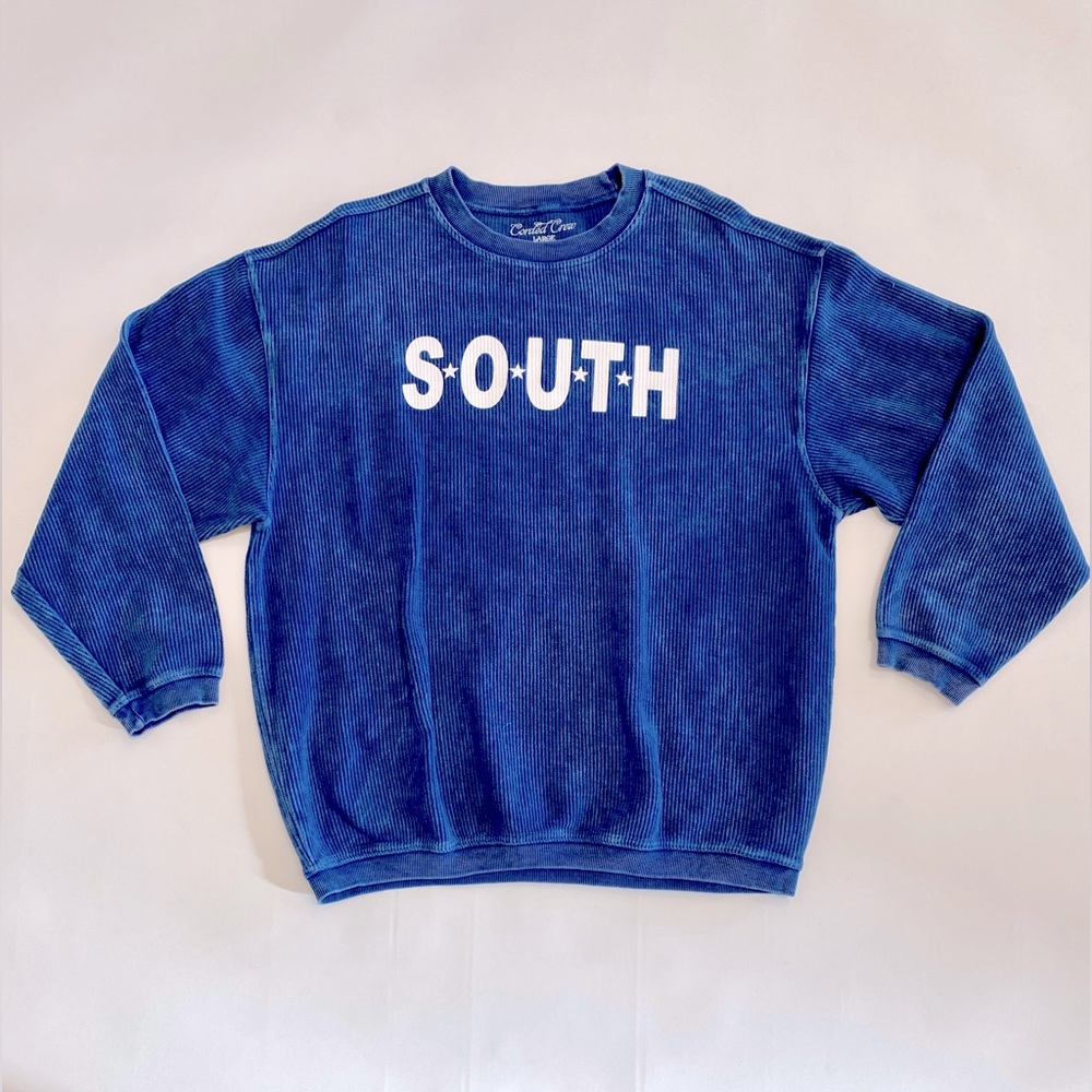 Corded, Oversized Blue Sweatshirt